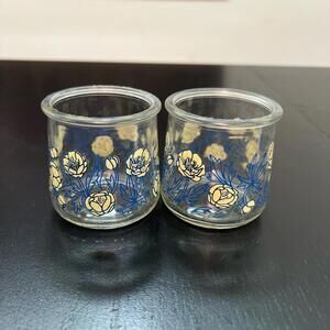 Set of 2 OUI Yogurt Limited Edition Flower Decorated Empty 5 oz. Jars